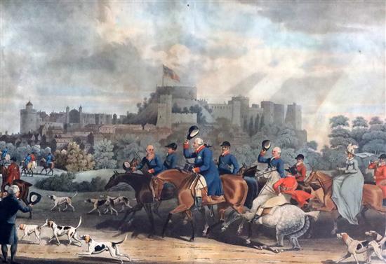 Dubourg after Pollard Royal Hunt in Windsor Park and His Majesty King George III Returning from Hunting 1820 13.5 x18.25in.